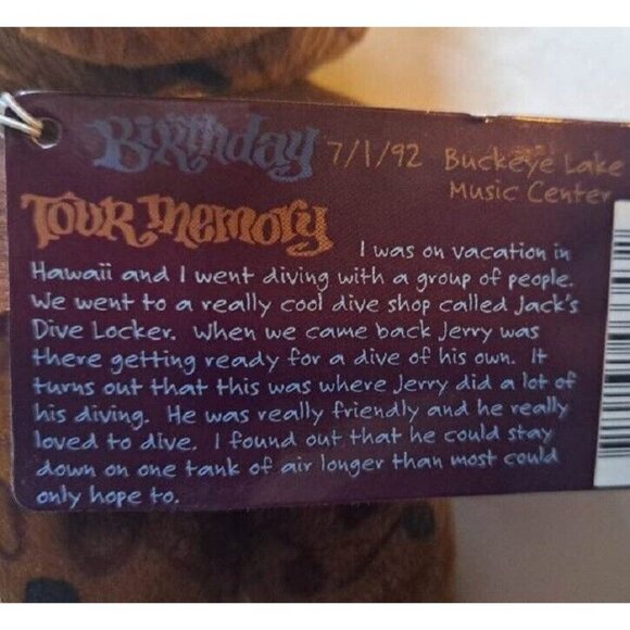 Bird Song Bear Grateful Dead Beanie Musical Notes Brown Plush Doll Collectible - Picture 4 of 4